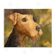 George Dyachenko | Airedale Terrier Dog Watercolor Pet Portrait Green Brown