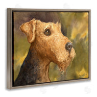 George Dyachenko | Airedale Terrier Dog Watercolor Pet Portrait Green Brown
