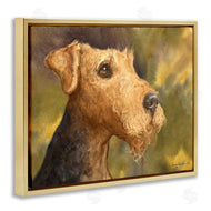 George Dyachenko | Airedale Terrier Dog Watercolor Pet Portrait Green Brown