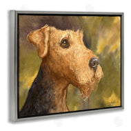 George Dyachenko | Airedale Terrier Dog Watercolor Pet Portrait Green Brown