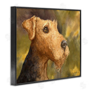 George Dyachenko | Airedale Terrier Dog Watercolor Pet Portrait Green Brown