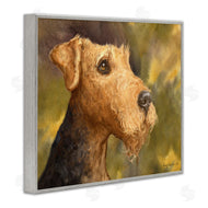 George Dyachenko | Airedale Terrier Dog Watercolor Pet Portrait Green Brown