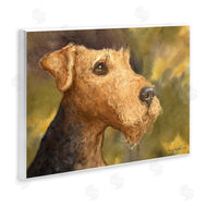George Dyachenko | Airedale Terrier Dog Watercolor Pet Portrait Green Brown