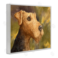 George Dyachenko | Airedale Terrier Dog Watercolor Pet Portrait Green Brown