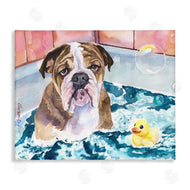 George Dyachenko | English Bulldog In Bathtub Rubber Duck Bubbles