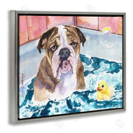 George Dyachenko | English Bulldog In Bathtub Rubber Duck Bubbles