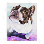 George Dyachenko | Happy Boston Terrier Pet Dog Portrait Black Purple
