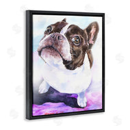 George Dyachenko | Happy Boston Terrier Pet Dog Portrait Black Purple
