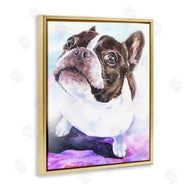 George Dyachenko | Happy Boston Terrier Pet Dog Portrait Black Purple