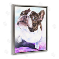 George Dyachenko | Happy Boston Terrier Pet Dog Portrait Black Purple