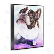 George Dyachenko | Happy Boston Terrier Pet Dog Portrait Black Purple