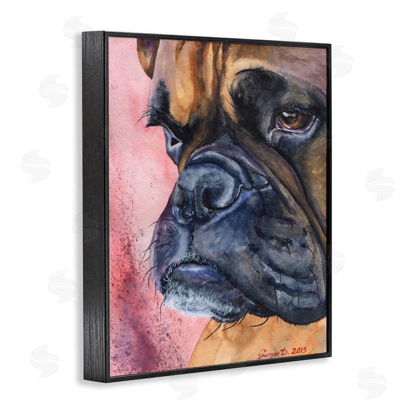 George Dyachenko | Pensive Boxer Dog Pet Portrait Brown Pink