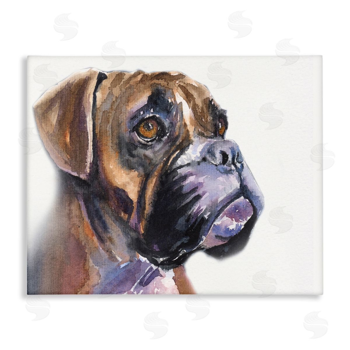 George Dyachenko Cute Boxer Dog Pet Portrait Minimal Brown Canvas Wall Art