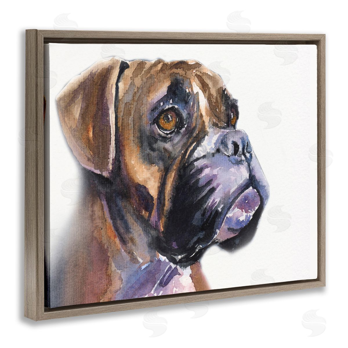 George Dyachenko Cute Boxer Dog Pet Portrait Minimal Brown Brown Floater Frame Canvas Art