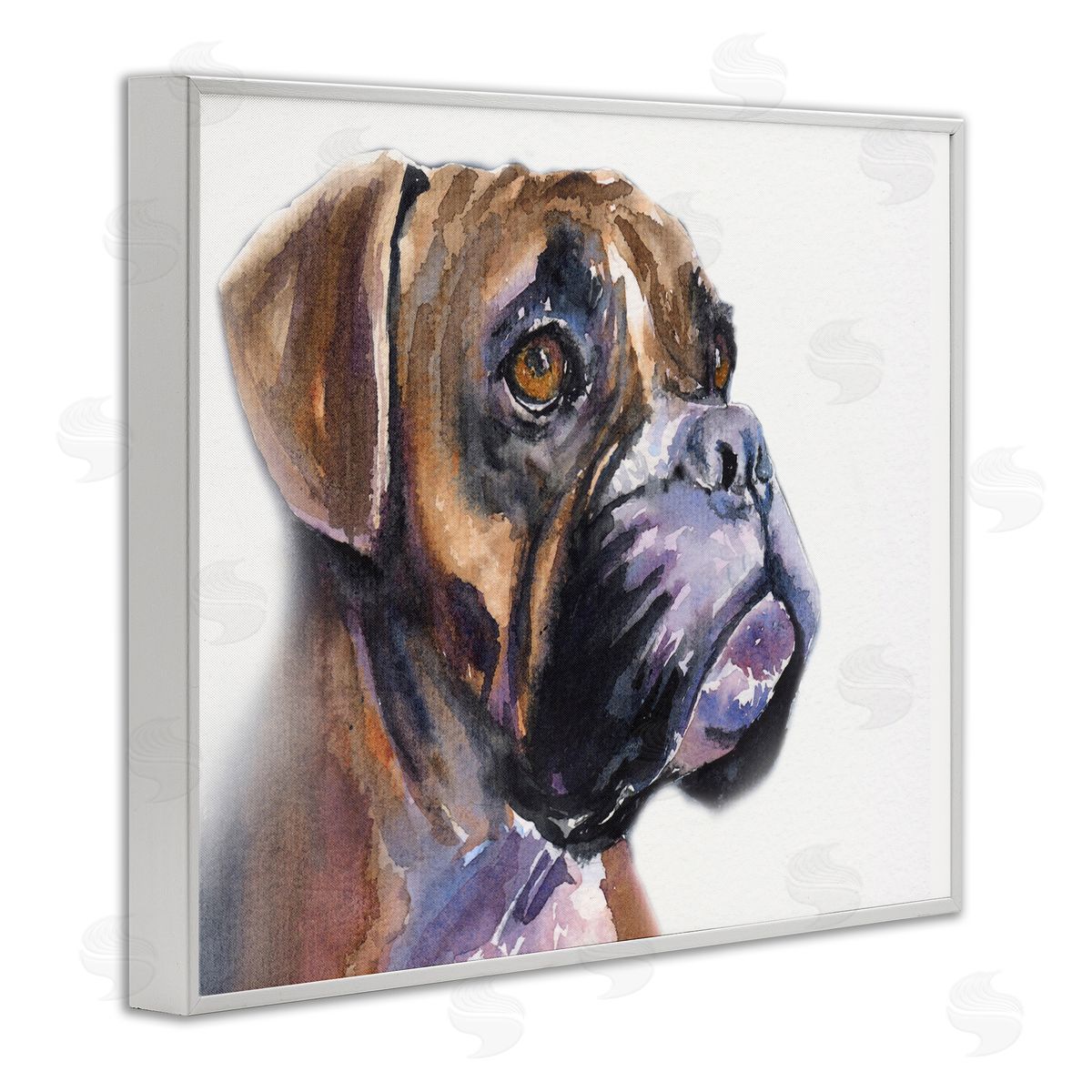 George Dyachenko Cute Boxer Dog Pet Portrait Minimal Brown White Framed Giclee Wall Art