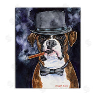 George Dyachenko | Sophisticated Boxer Dog Portrait Top Hat Pet