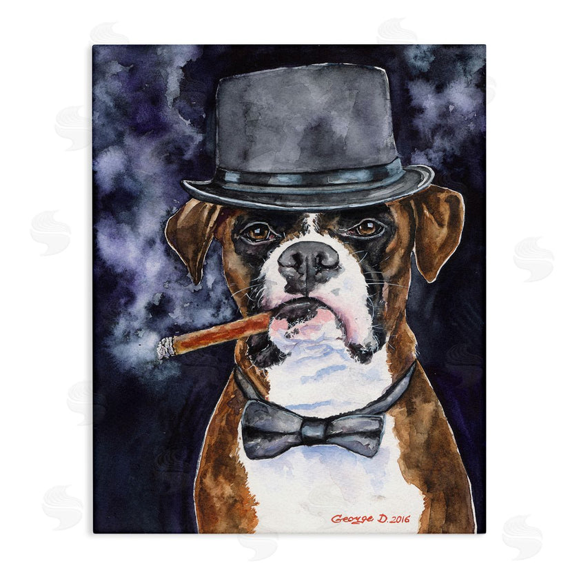 George Dyachenko | Sophisticated Boxer Dog Portrait Top Hat Pet