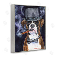 George Dyachenko | Sophisticated Boxer Dog Portrait Top Hat Pet
