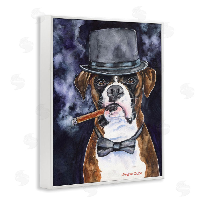 George Dyachenko | Sophisticated Boxer Dog Portrait Top Hat Pet