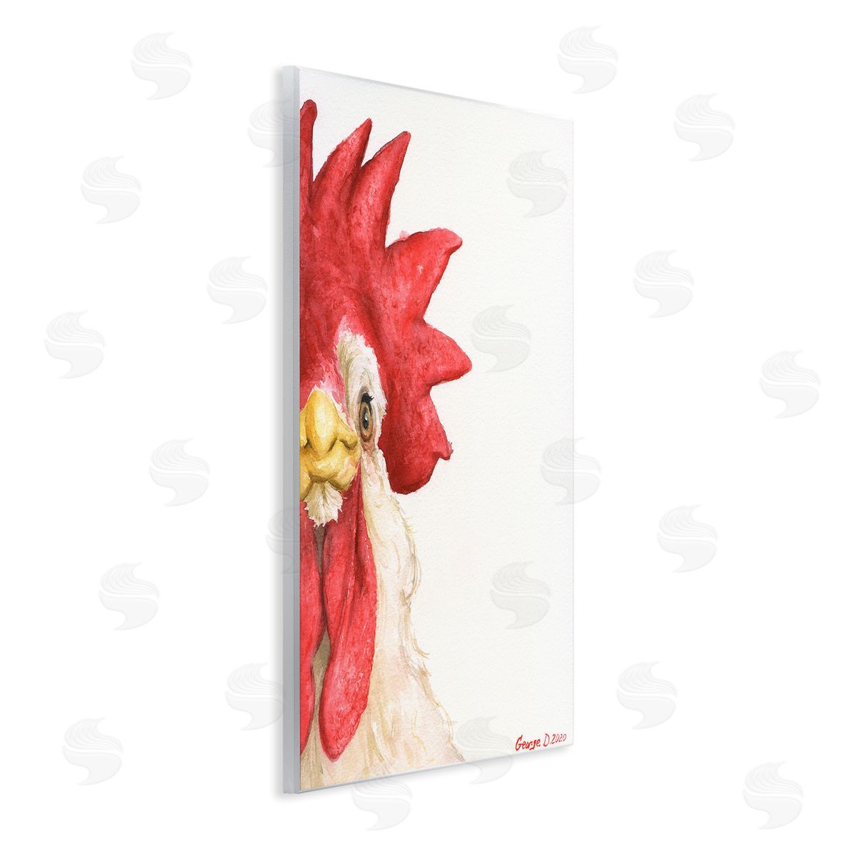 George Dyachenko Farm Rooster Close Up Portrait Big Red Bird Wall Plaque Art