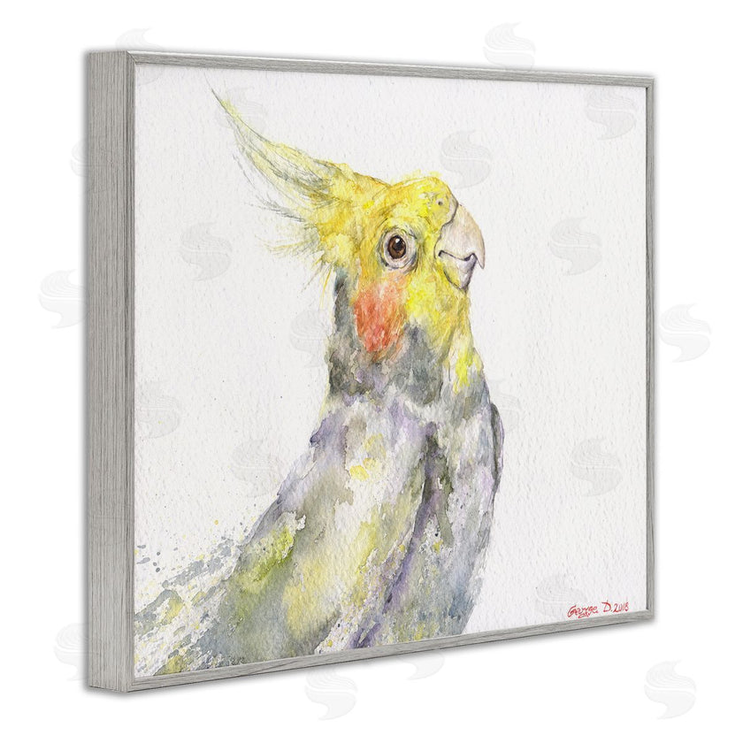 George Dyachenko | Cockatiel Bird Portrait Tropical Yellow Grey Pet