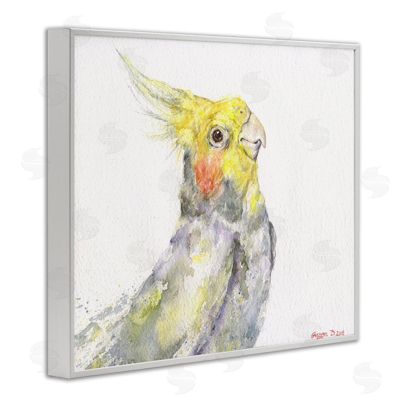George Dyachenko | Cockatiel Bird Portrait Tropical Yellow Grey Pet