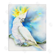 George Dyachenko | Cockatoo Bird on Branch Over Vibrant Blue