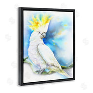 George Dyachenko | Cockatoo Bird on Branch Over Vibrant Blue
