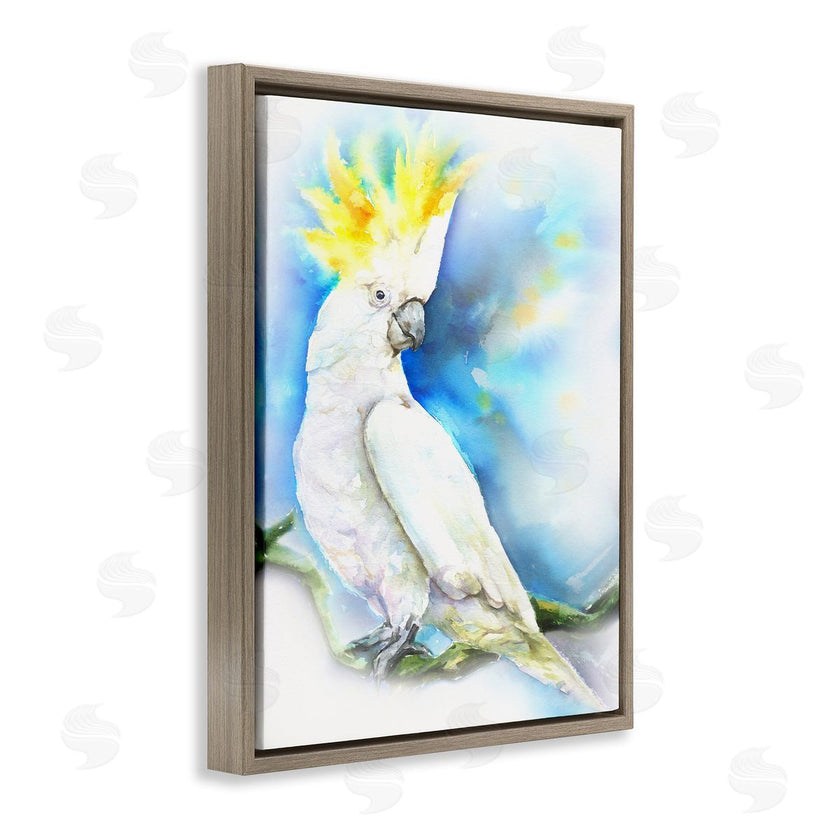 George Dyachenko | Cockatoo Bird on Branch Over Vibrant Blue