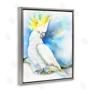 George Dyachenko | Cockatoo Bird on Branch Over Vibrant Blue