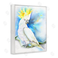 George Dyachenko | Cockatoo Bird on Branch Over Vibrant Blue