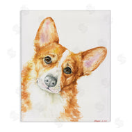 George Dyachenko | Curious Corgi Dog Portrait Soft Brown Watercolor