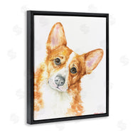 George Dyachenko | Curious Corgi Dog Portrait Soft Brown Watercolor