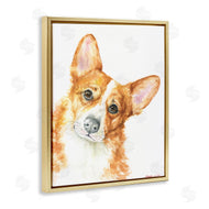 George Dyachenko | Curious Corgi Dog Portrait Soft Brown Watercolor