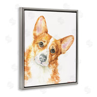 George Dyachenko | Curious Corgi Dog Portrait Soft Brown Watercolor