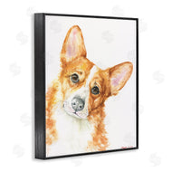 George Dyachenko | Curious Corgi Dog Portrait Soft Brown Watercolor