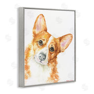 George Dyachenko | Curious Corgi Dog Portrait Soft Brown Watercolor