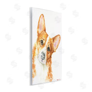 George Dyachenko | Curious Corgi Dog Portrait Soft Brown Watercolor