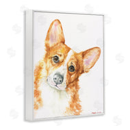 George Dyachenko | Curious Corgi Dog Portrait Soft Brown Watercolor