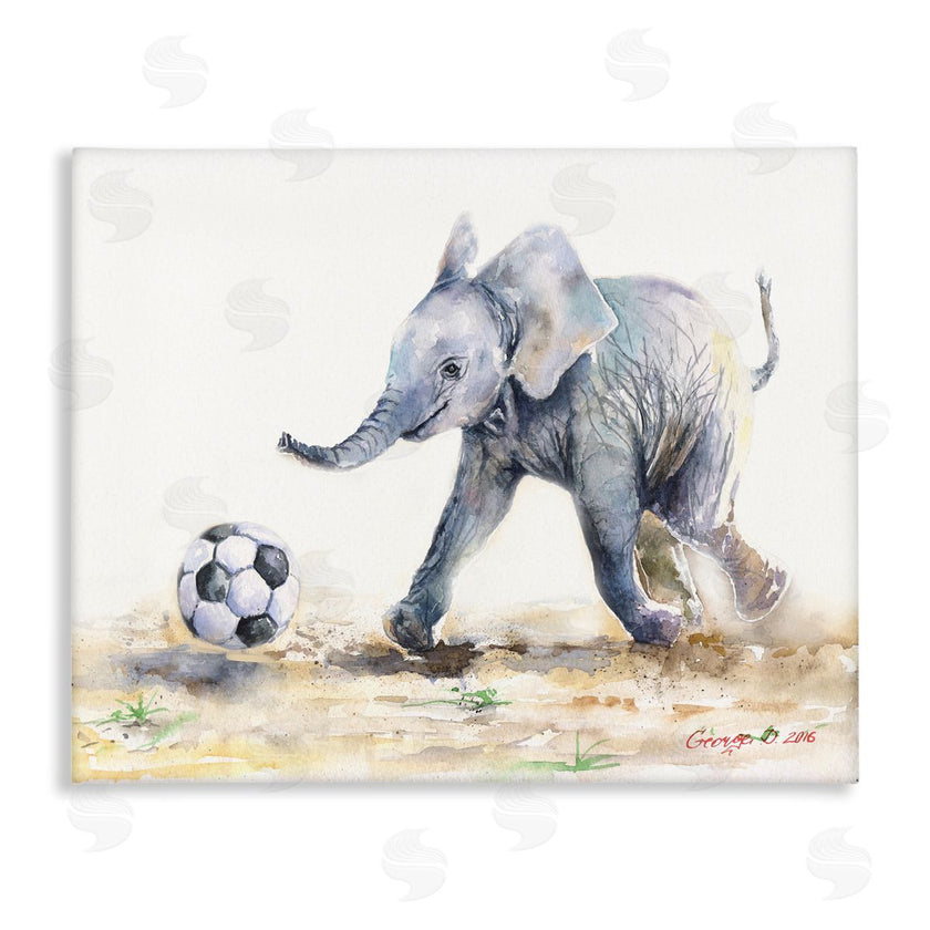 George Dyachenko | Elephant Baby Playing Soccer Adorable Jungle Animal