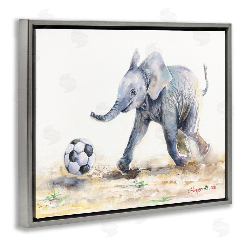 George Dyachenko | Elephant Baby Playing Soccer Adorable Jungle Animal
