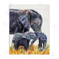 George Dyachenko | Elephant Family in Tall Yellow Grass Safari Animals
