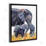 George Dyachenko | Elephant Family in Tall Yellow Grass Safari Animals