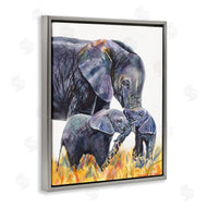George Dyachenko | Elephant Family in Tall Yellow Grass Safari Animals