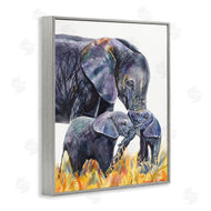 George Dyachenko | Elephant Family in Tall Yellow Grass Safari Animals