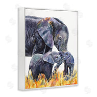 George Dyachenko | Elephant Family in Tall Yellow Grass Safari Animals