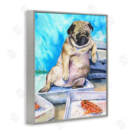 George Dyachenko | Chubby Pug Dog with Pizza Boxes Pet Portrait