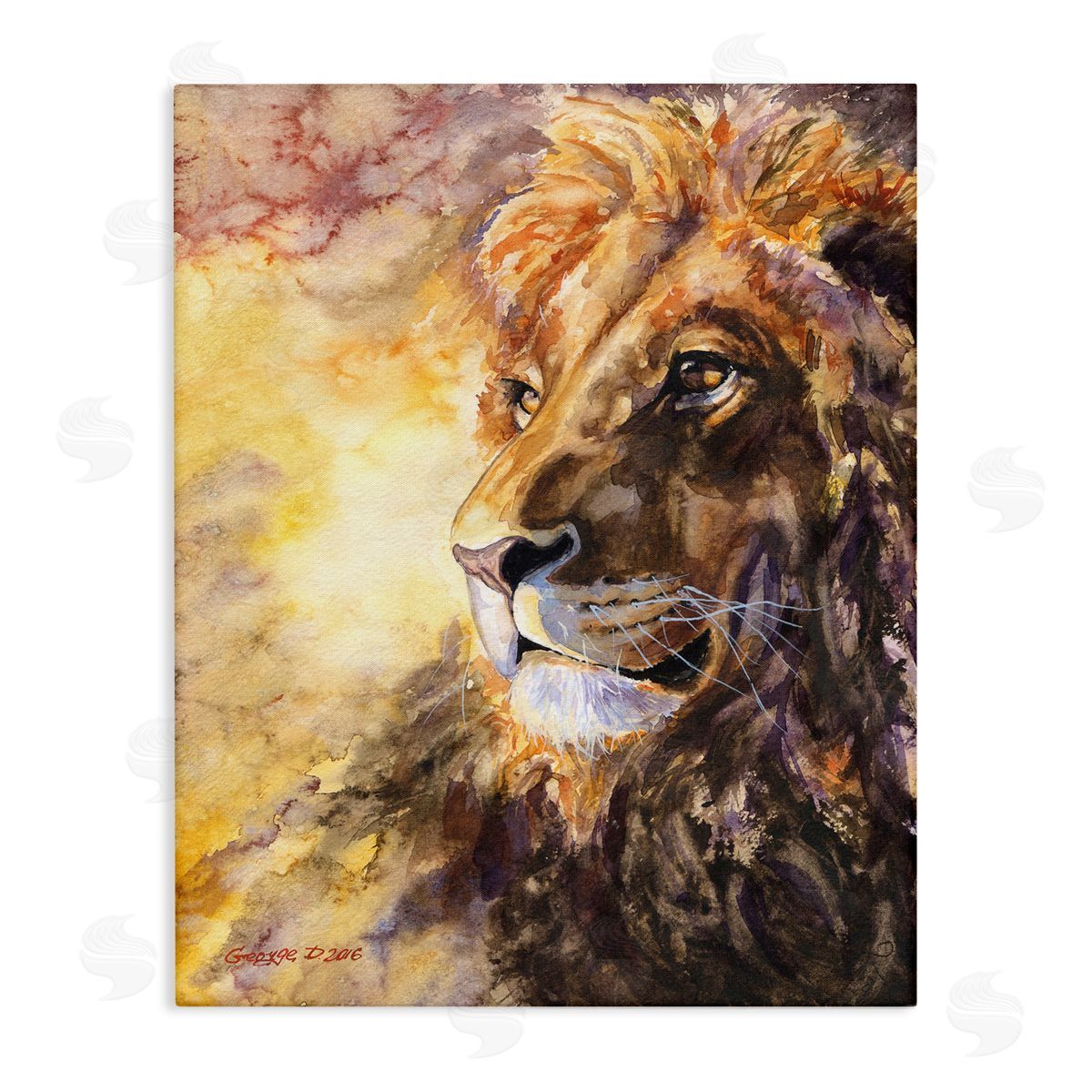 George Dyachenko Regal Lion Mane Safari Animal King Portrait Canvas Wall Art