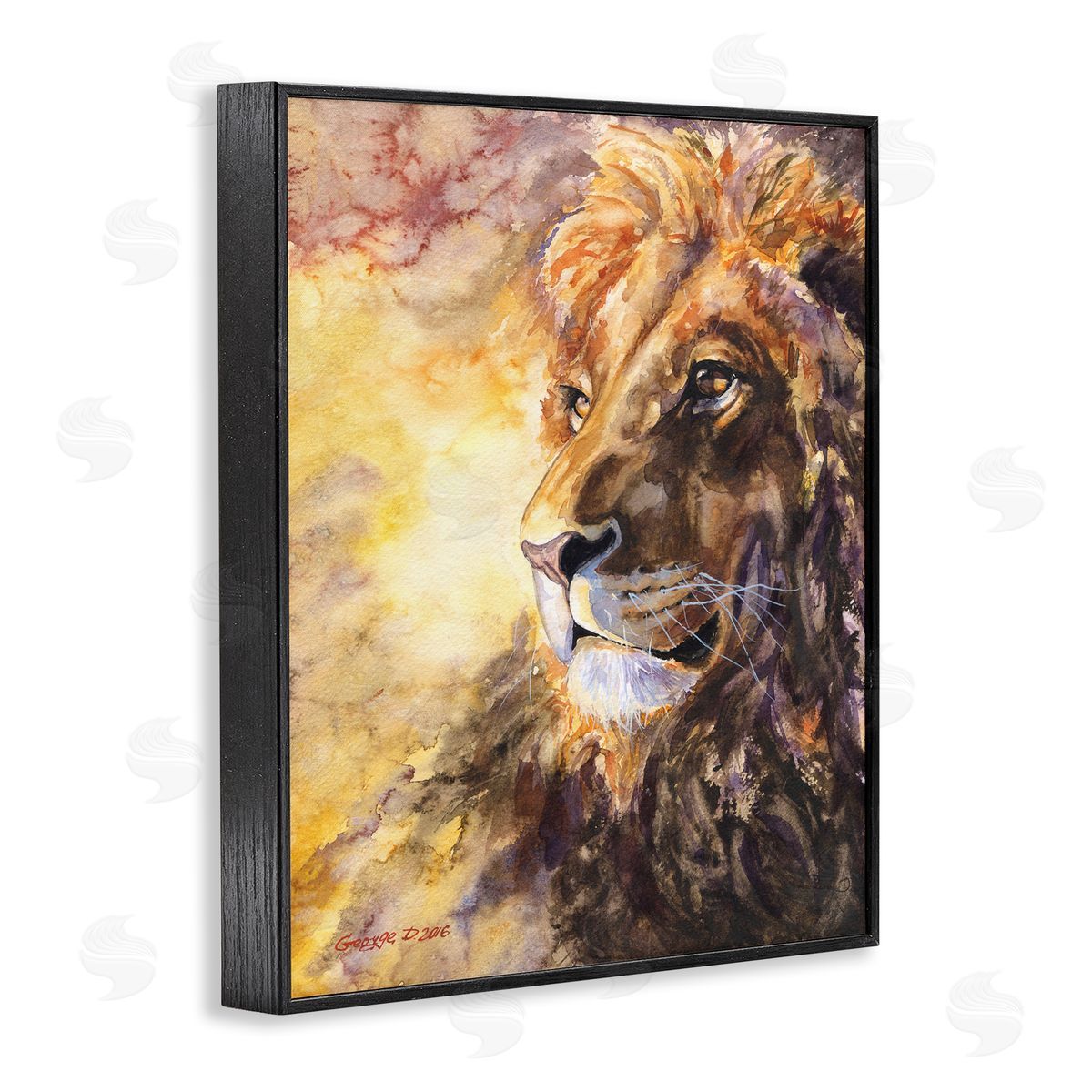 George Dyachenko Regal Lion Mane Safari Animal King Portrait Black Framed Giclee Wall Art