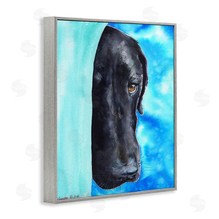 George Dyachenko | Bashful Labrador Dog Portrait Vibrant Blue
